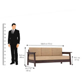 Minimal Solid Sheesham Wood 3 Seater Sofa (Walnut Finish)
